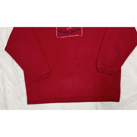 Vintage 90s LEVIS Jeans Womens Size Large Crewneck Sweater  Red Embroidered Logo - Picture 4 of 10